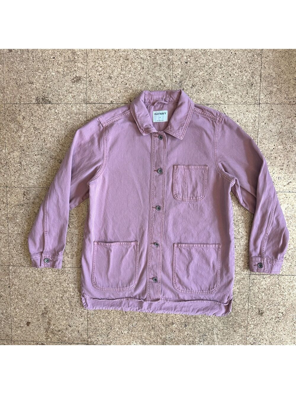 Old Navy Oversized Chore Jacket Medium Dusty Pink Mauve Workwear Shacket Utility